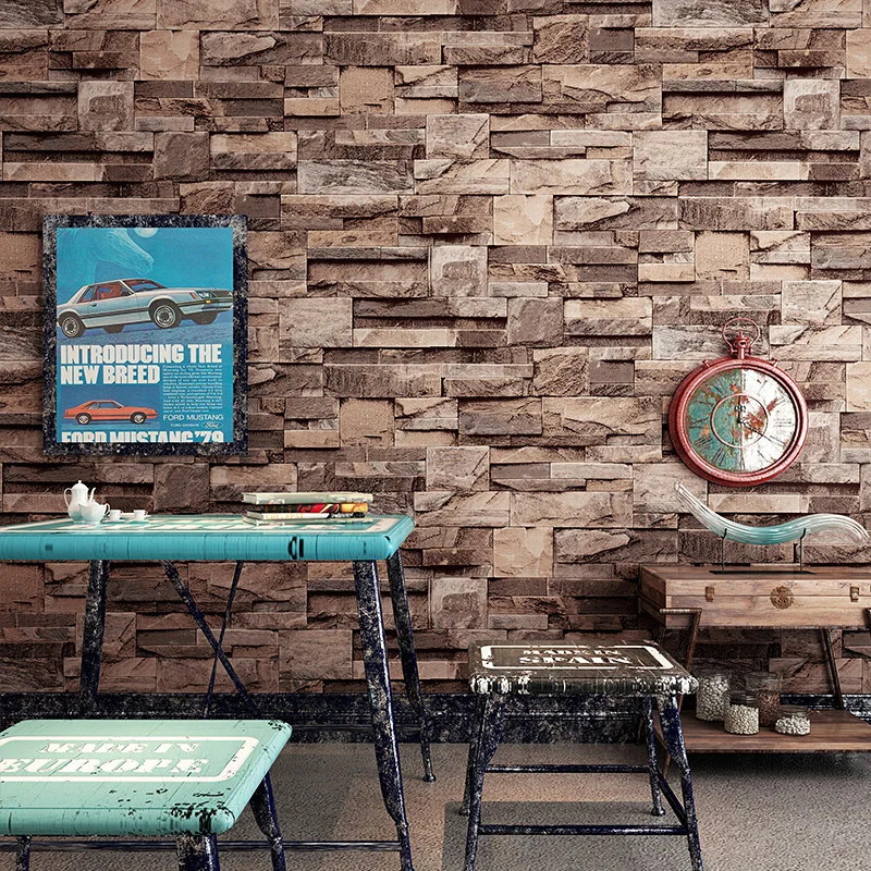 

Stone Wallpaper Chinese Imitation Marbling Art Stone Vintage Brick Brick Brick Head 3D Background Wall Wallpaper