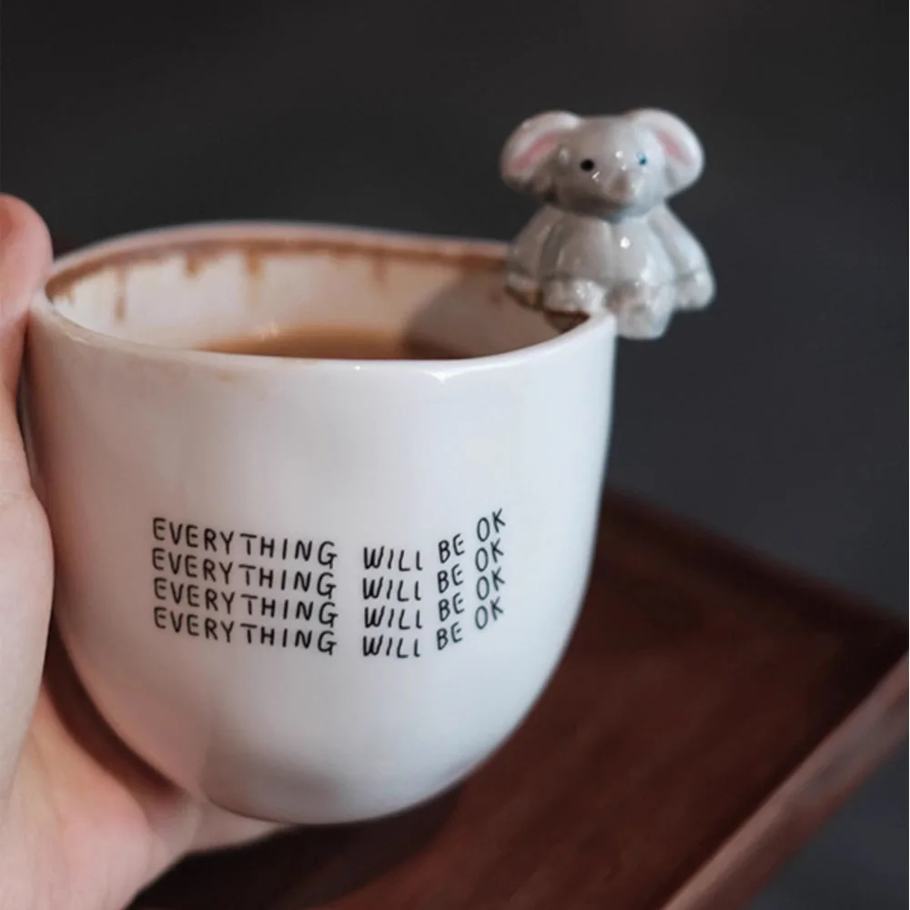 Creative Cute Animal Modeling Ceramic Mug Ornaments Living Room Bedroom Tea Table Coffee Cup Water Cup Crafts Birthday Gifts