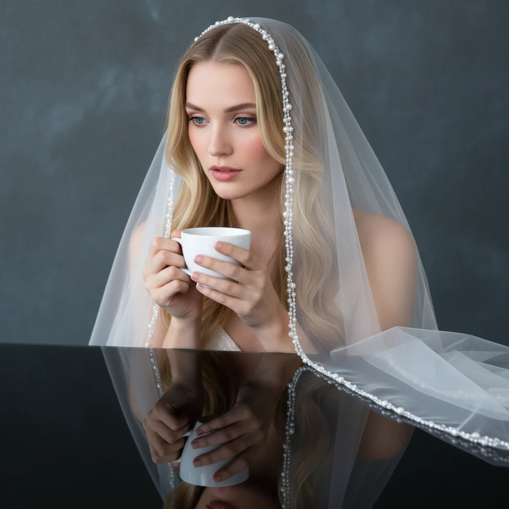 

Элегантная свадебная фата длиной 1 метр с жемчужной отделкой, идеальный свадебный аксессуар, который добавит нотку изысканности вашему образу G149