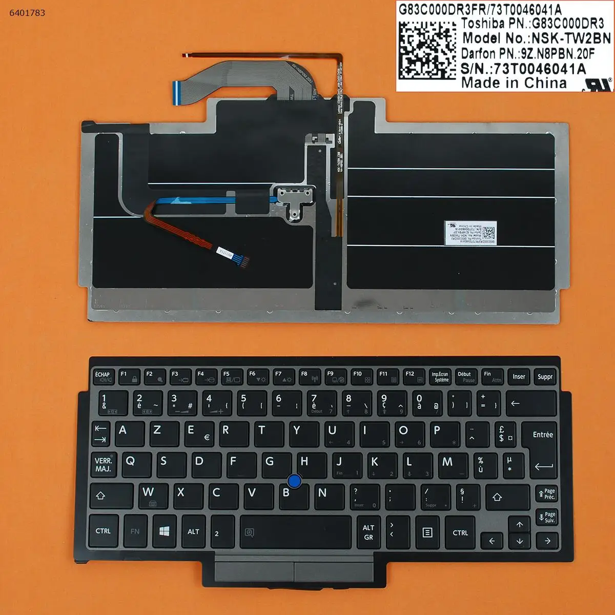 

FR Laptop Keyboard for TOSHIBA Z10T Gray Frame with Backlit and Point Stick