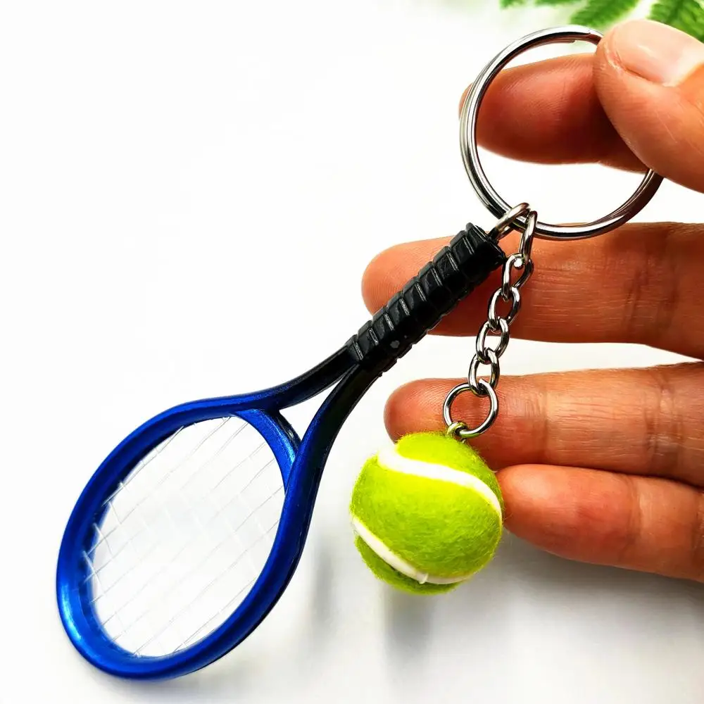 Key Chains Fashion Jewelry Simulation Mini Tennis Racket Ball Keychain Pendant Bag Key Ring Accessories