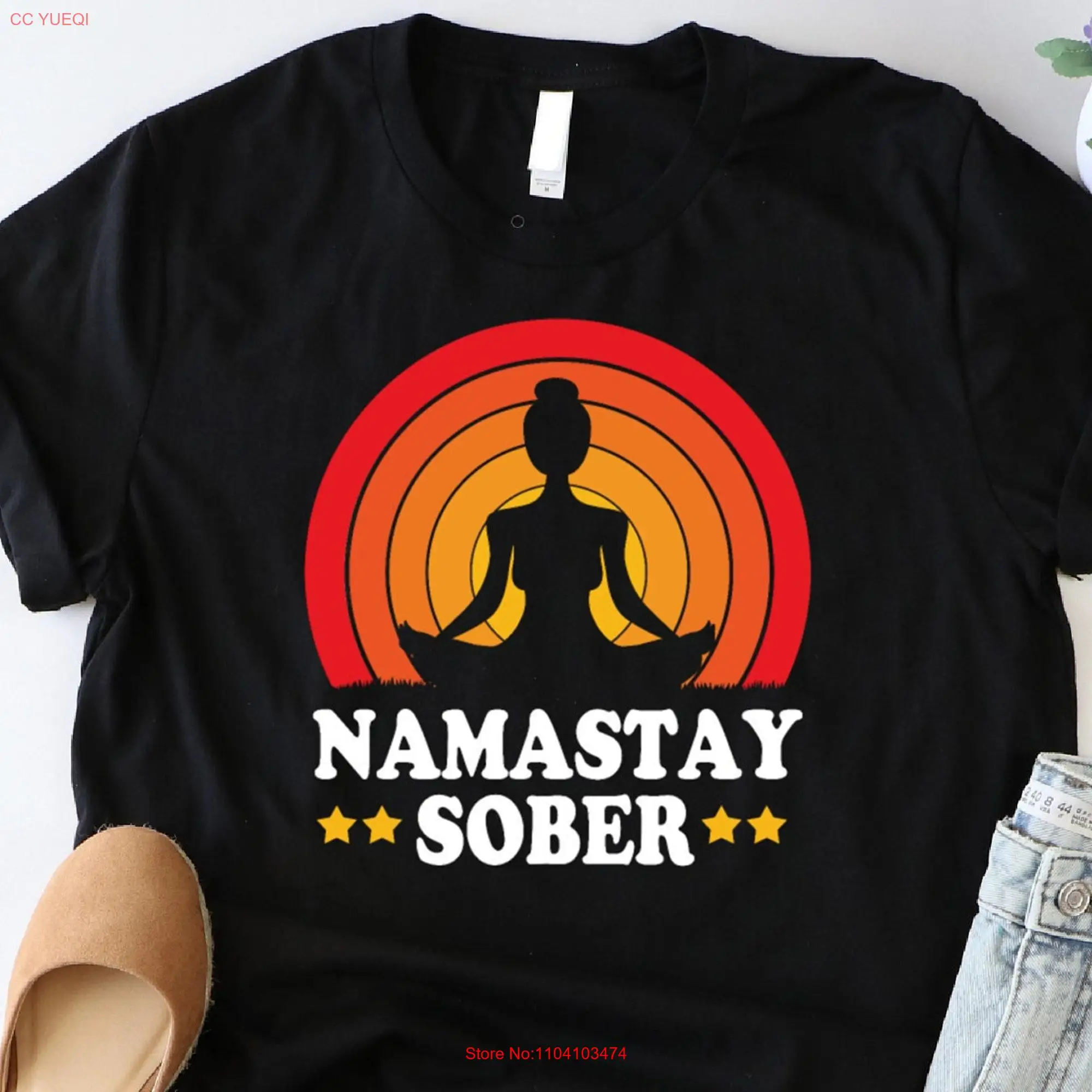 Namastay Sober T Shirt Sobriety For Women Support Yoga Meditation Best Spiritual Retro long or short sleeves