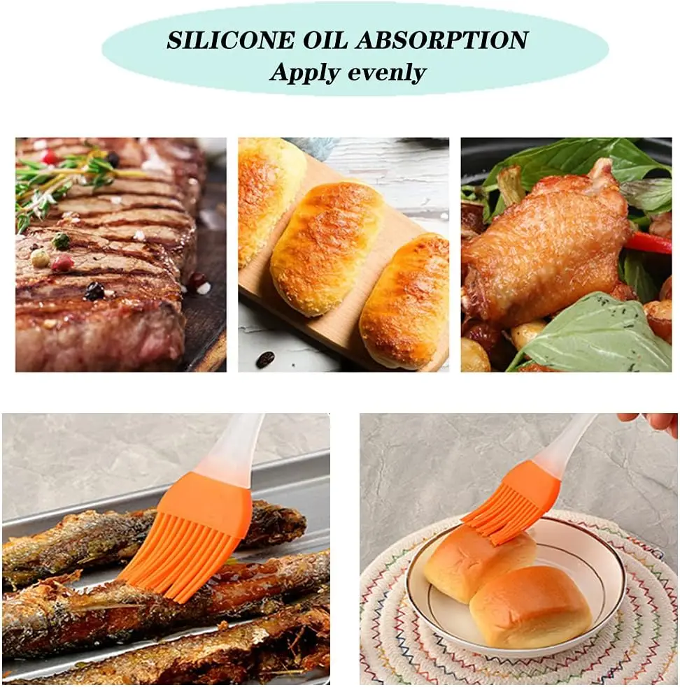 5PCS Silicone Barbeque Brush Cooking BBQ Heat Resistant Oil Brushes Kitchen Supplies Bar Cake Baking Tools Utensil Supplies