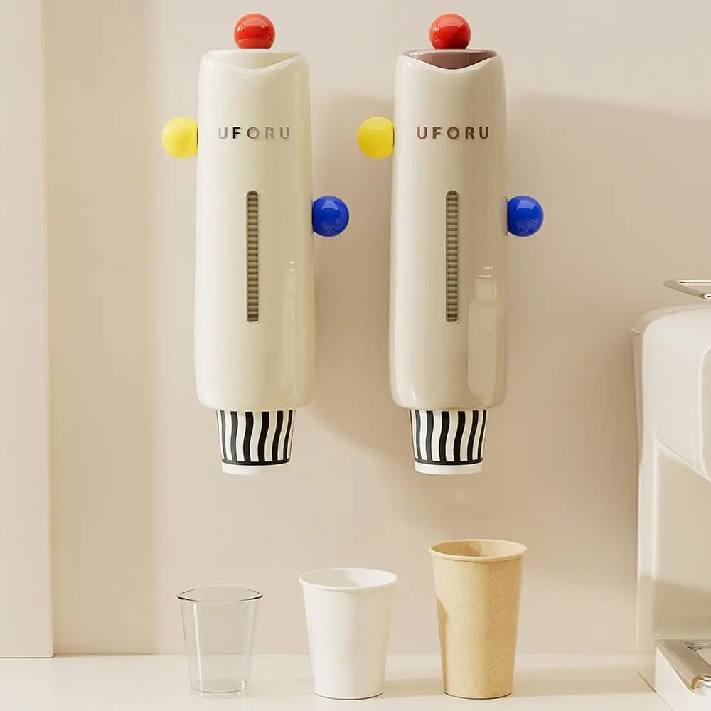 

Creative Paper Cups Dispenser Plastic Waterproof Disposable Paper Cup Holder Dustproof Space Saving Paper Cup Storage Rack