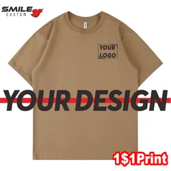 Camiseta de manga curta extragrande masculina e feminina, logotipo bordado, camisa casual com gola redonda, padrão de impressão, moda personalizada