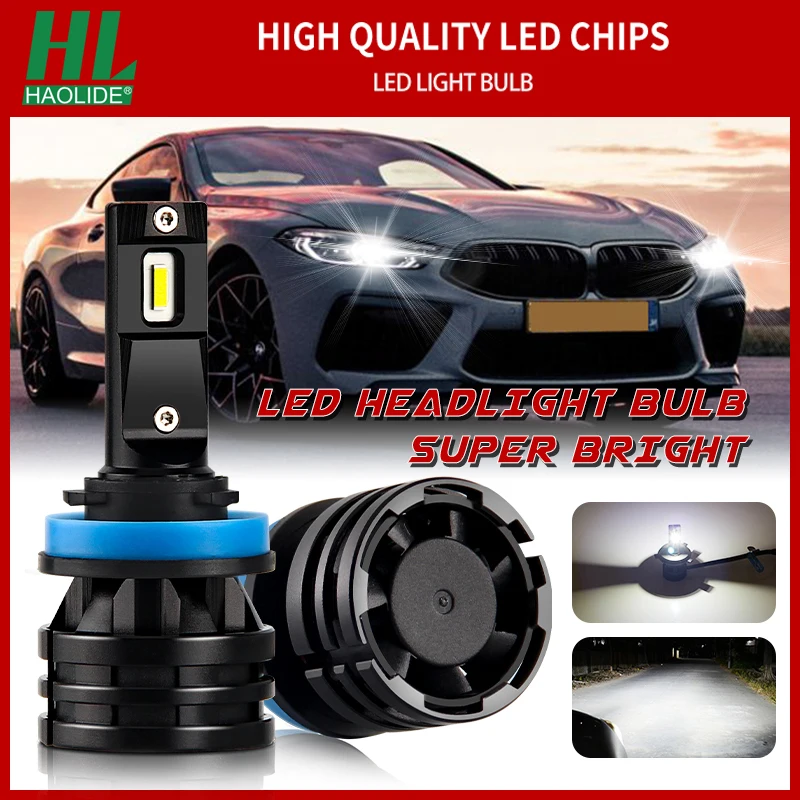 HAOLIDE 200000LM Car Headlight Bulbs Super Bright H4 H11 H13 9005 HB3 9006 HB4 6500K White H7 Led Car Light Auto Lamp Bulb