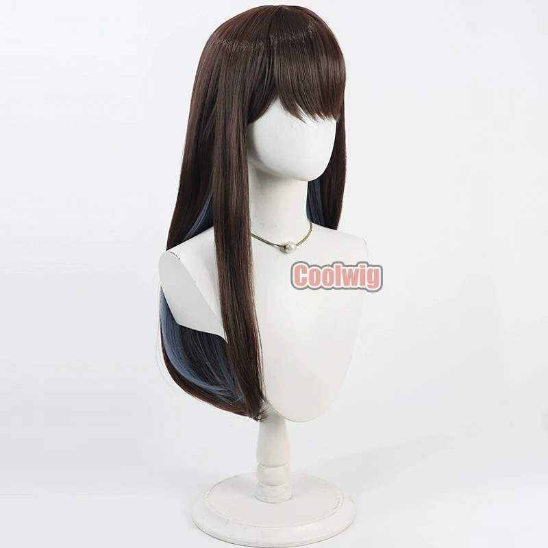 Coolwig الاصطناعية الشعر ماريان تأثيري الباروكات لعبة Nikke آلهة النصر ماريان 80 سنتيمتر براون مختلط الأزرق شعر مستعار مقاومة للحرارة