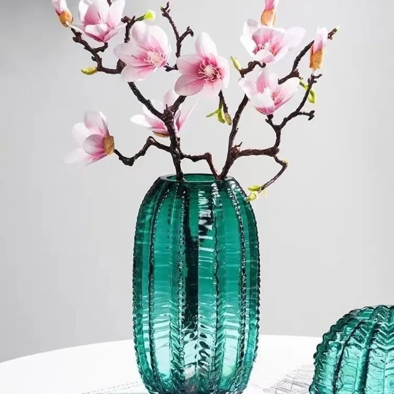 

Vase Creative Niche High-end Glass Cactus Water Nourishing Flowers Living Room Light Luxury Desktop Art Decoration