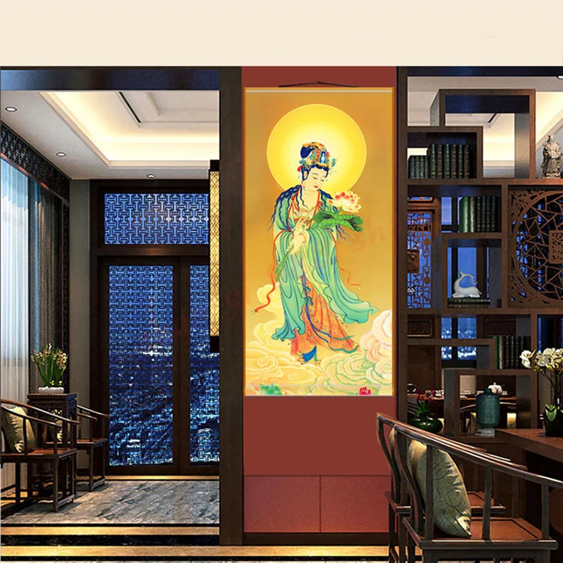 

Great trend to Bodhisattva painting / religious Feng Shui silk scroll hanging painting / auspicious hanging painting