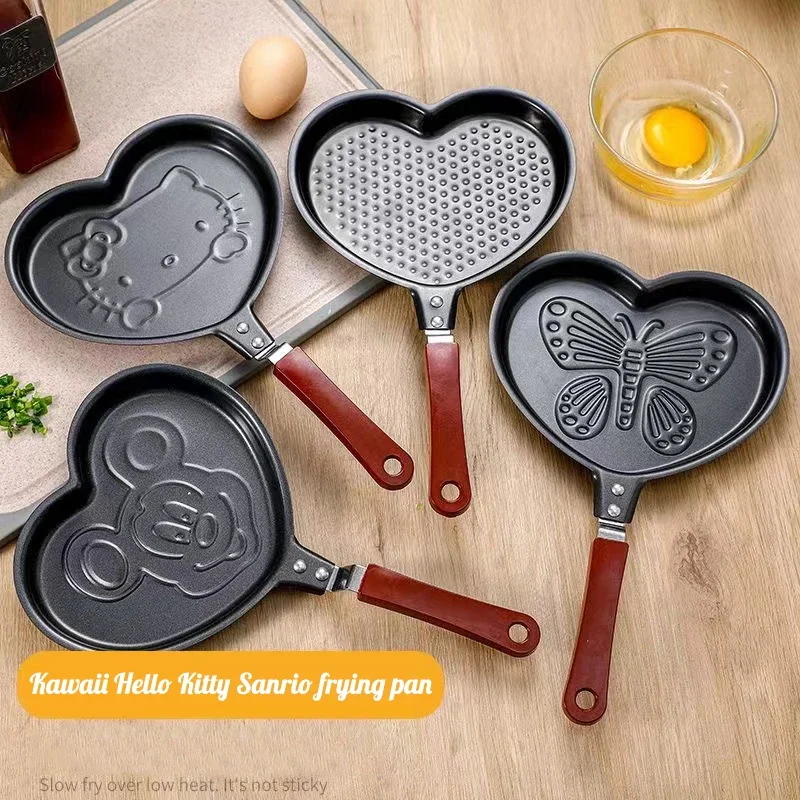 Sanrio Hello Kitty Mini Frying Pan Kawaii Mickey Cute Cartoon Egg'S Pan Kids Breakfast Non Stick Omelet Pan Home Outdoor Camping