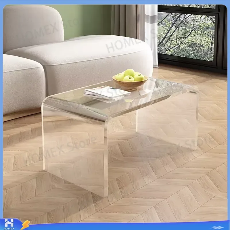 C Shape Acrylic Side Table Clear Coffee Table for Living Room Bedroom Corner Stand Bay Window Computer Desk Balcony Storage