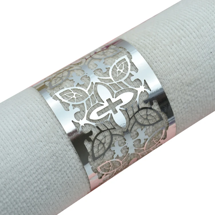 50pcs First Holy Communion Laser Cut Cross Custom Paper Napkin Ring for Baptism Party Table Decoration