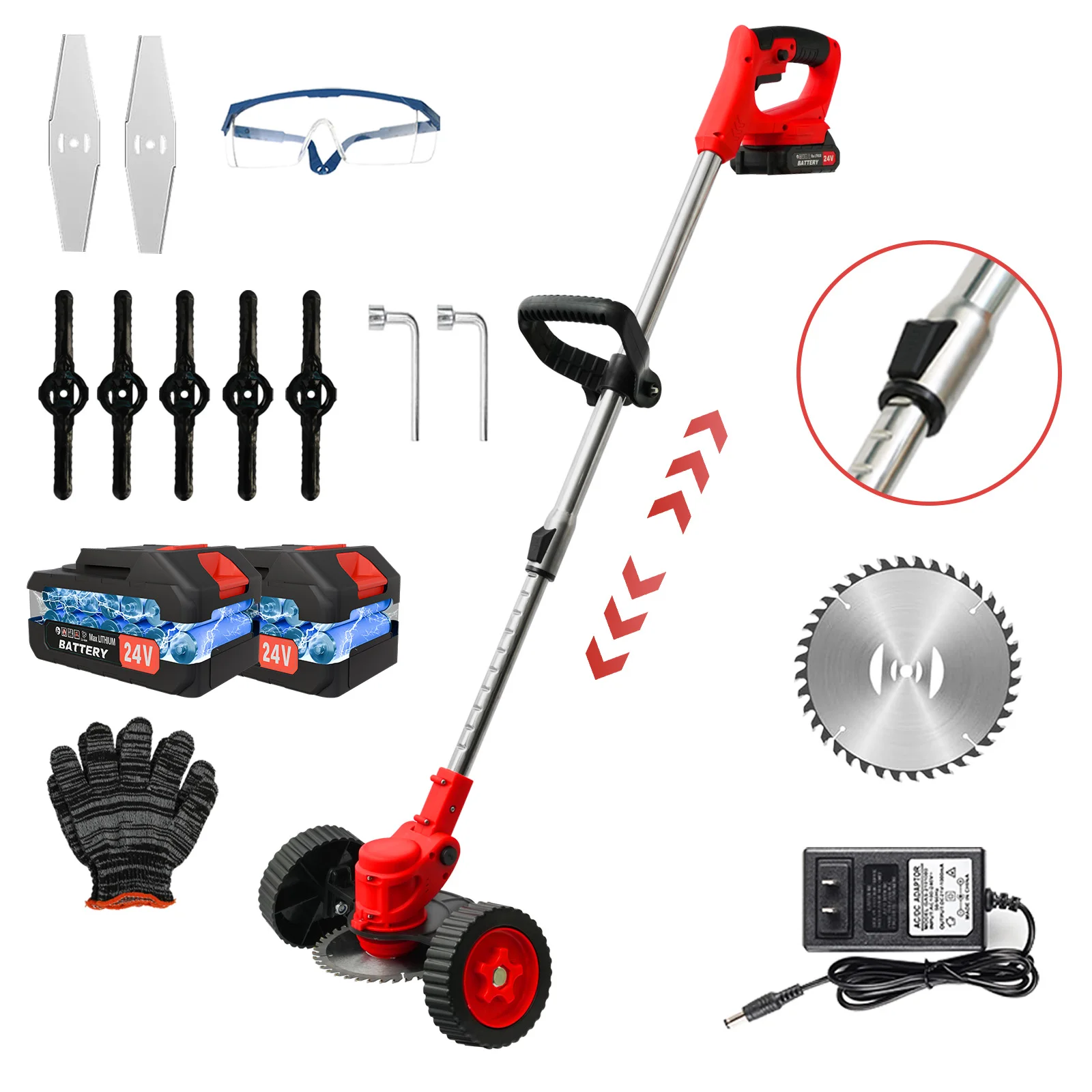 

Cordless Electric Lawn Edger Trimmer with Wheels Grass Cutter String Trimmer Weed Eater for Lawn for Garden 2 Batteries