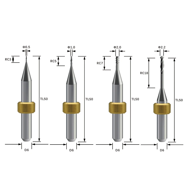 Dental Milling Burs for BSM CAD/CAM Tungsten Carbide Made  Metal Milling Ball Drill Endmill Bullnose Burs