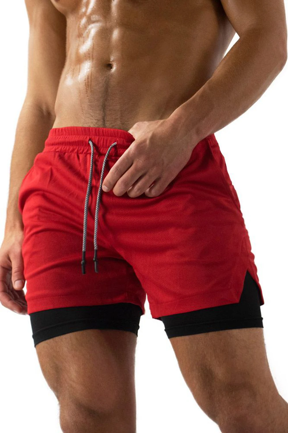 2025 الرجال السراويل الرياضية اثنين في واحد تنفس عادية التجفيف السريع طبقة مزدوجة السراويل الصيف تشغيل رياضية الصالة الرياضية ShortsM-3XL #2