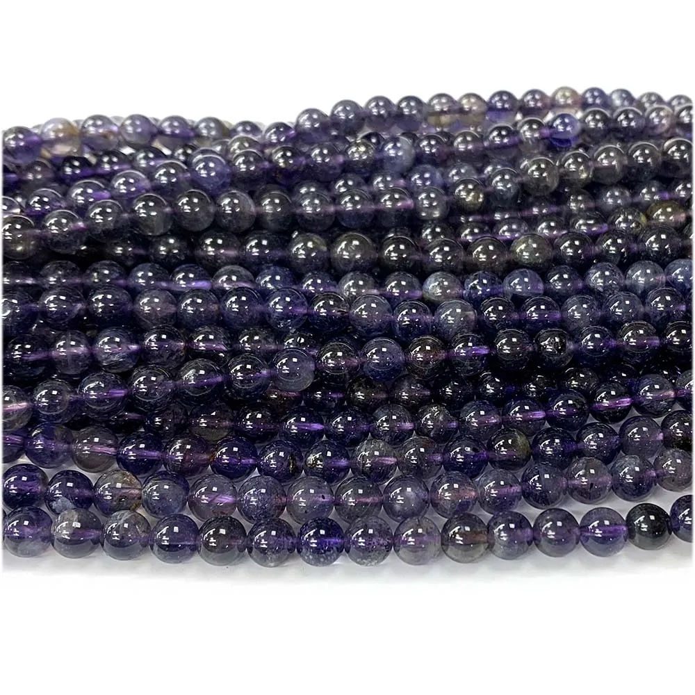 Veemake الطبيعية الأزرق الأرجواني Iolite جولة فضفاض الخرز لصنع المجوهرات الأحجار الكريمة كريستال عقد دي اي واي أساور القرط 07902