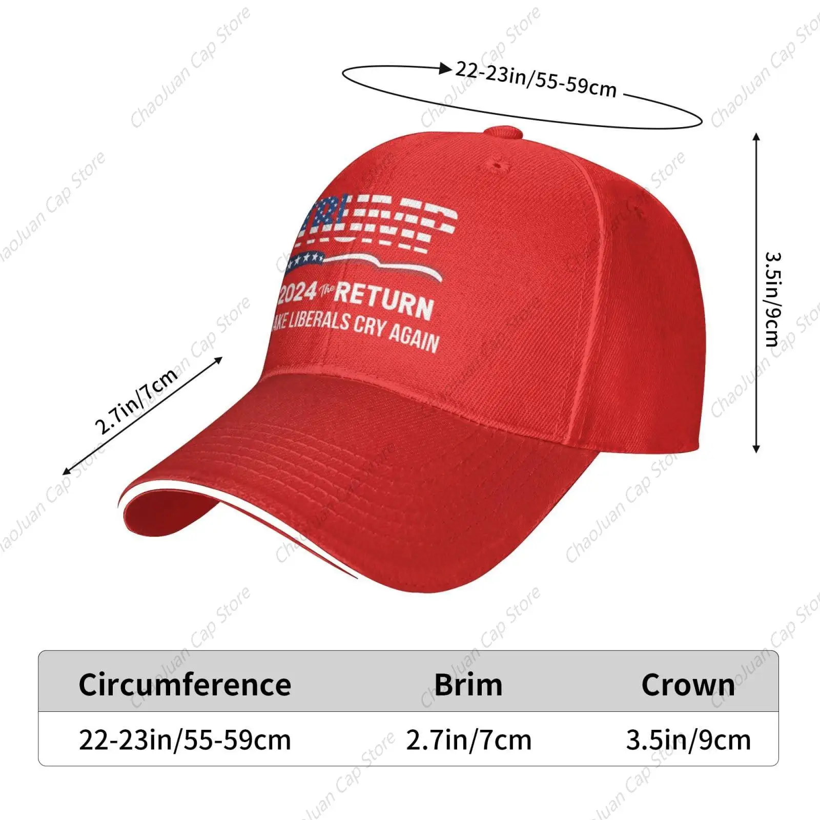 American Flag Trump Lovers Gifts Baseball Cap Trump 2024 The Return Make Liberals Cry Again Sandwich Hat image 4