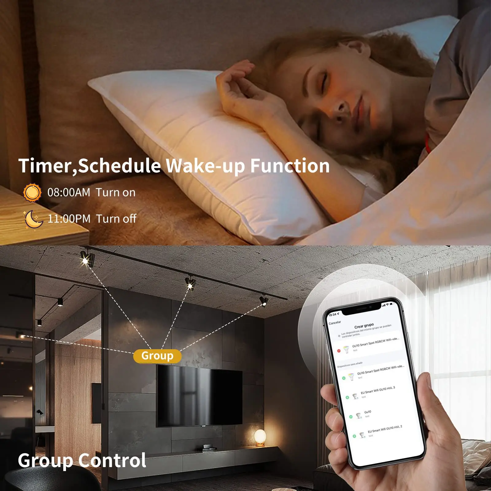 Wifi Gu10 Slimme Gloeilampen 5W, Rgb + Cw Led Track Gloeilamp, Werken Met Apple Homekit, Alexa & Google Assistent, App & Voice Control