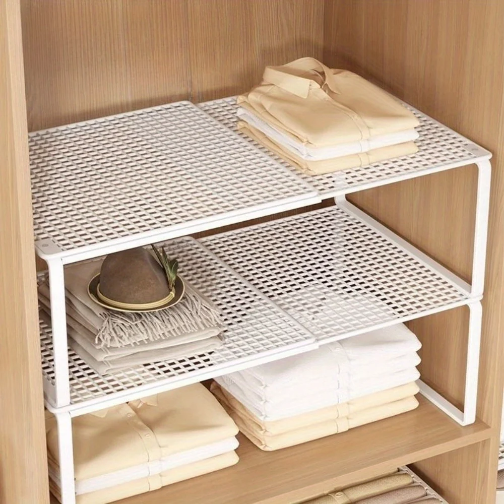 Ausziehbares Metalldrahtregal, Organizer, verstellbares, stapelbares Aufbewahrungsregal für Küche, Speisekammer, Badezimmer, Schuhschrank, Werkzeugschrank