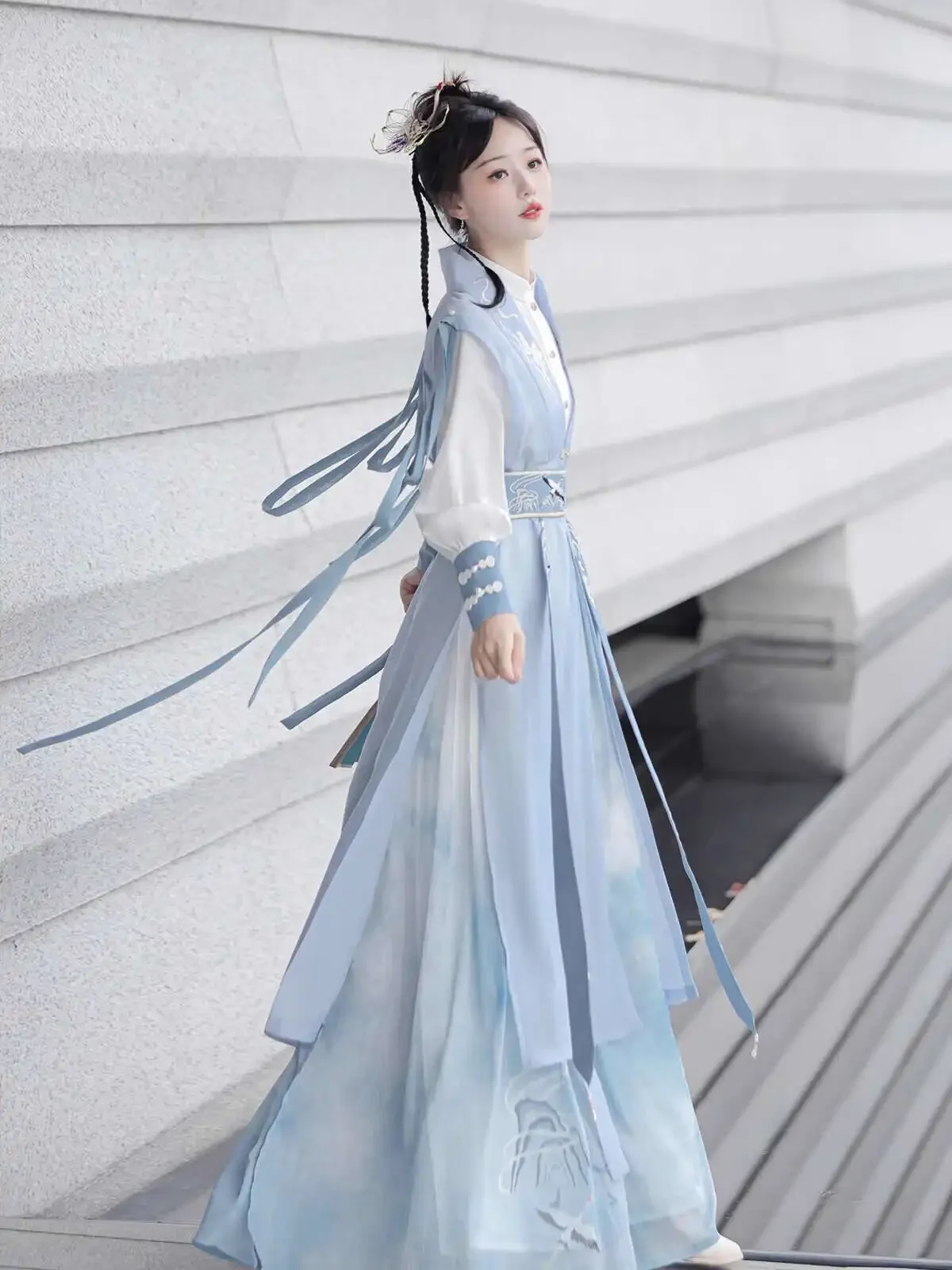 Chinese Style Han Elements Tops Waistcoat Cummerbund Skirt Suit Womens fashion New Carnival Halloween Cos Cosplay Hanfu Improve view 6
