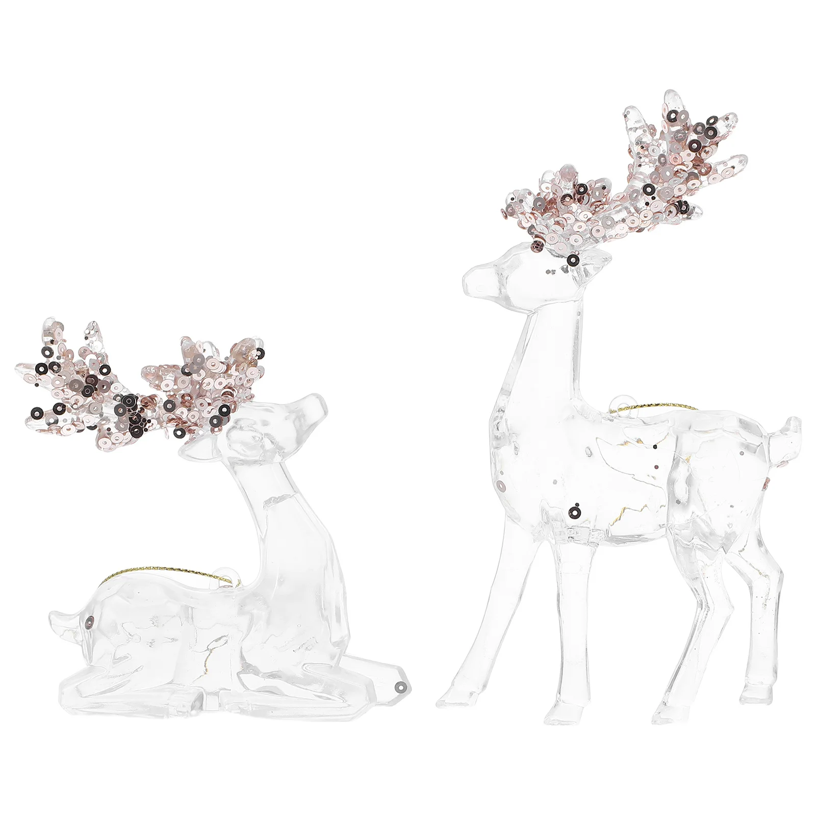 

2Pcs Acrylic Christmas Reindeer Clear Elk Ornaments Hanging Xmas Tree Decoration Holiday Stocking Stuffers Christmas Acrylic Elk