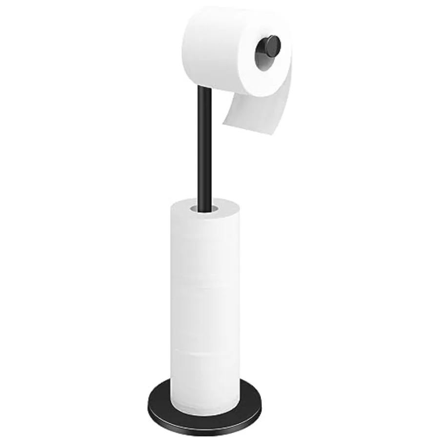 

Toilet Paper Holder Stand Bathroom Toilet Paper Roll Holder Stainless Steel Free Standing Storage for 4 Rolls of Paper Matte Bl