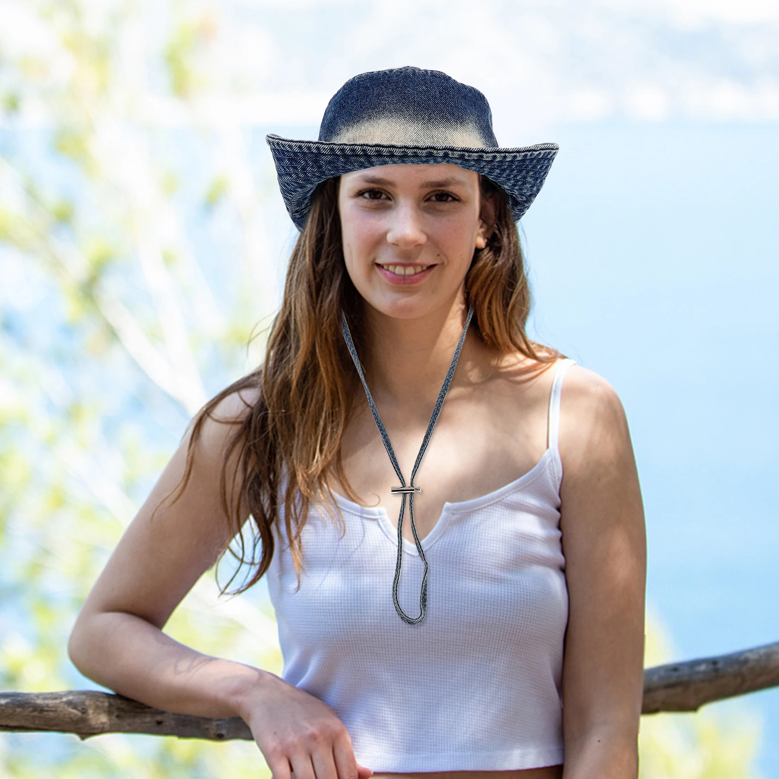 

Синее ведро, складное, с широкими полями, для путешествий на открытом воздухе, рыбалки, пляжа, легкое, прочное, для мужчин и женщин, ковбойское ведро для рыбалки