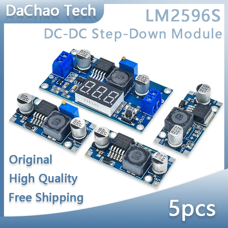 5Pcs LM2596S DC-DC Adjustable Step-Down 3-40V Voltage Regulator Power Supply Module LM2596 3A Buck Converter With Display