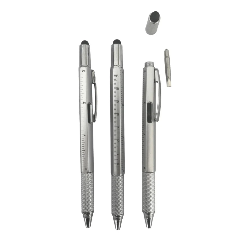 Portable 6 In 1 Ballpoint Pen with Modern Handheld Tool Measure Ruler Screwdriver Touch Screen Stylus Spirit Level