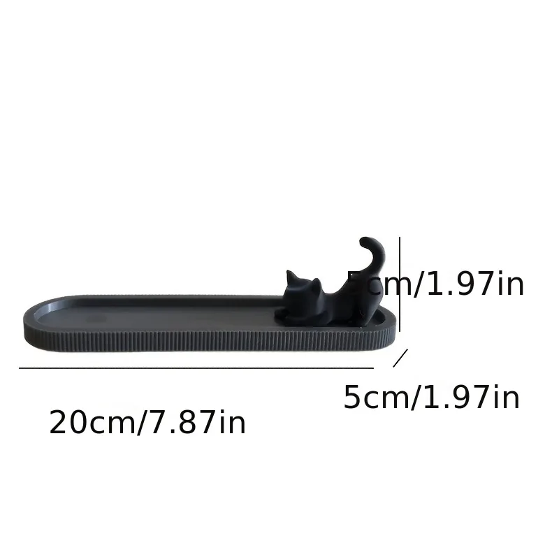 Zen Style Black Cat Incense Stick Holder 3D Printed Plastic Incense Burner with Ash Catcher Funny Mobile Cat