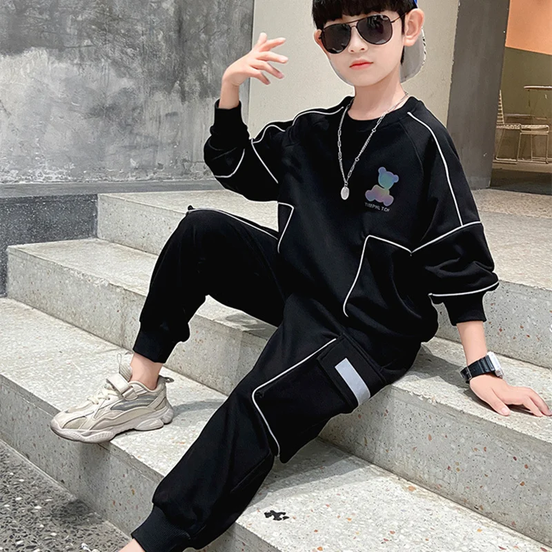 

Winter Autumn Kids Suits Sports Outfits Thicken Children Clothing Boys Sweatshirts +Pants 2PCS/Set 2025 Bear Warm