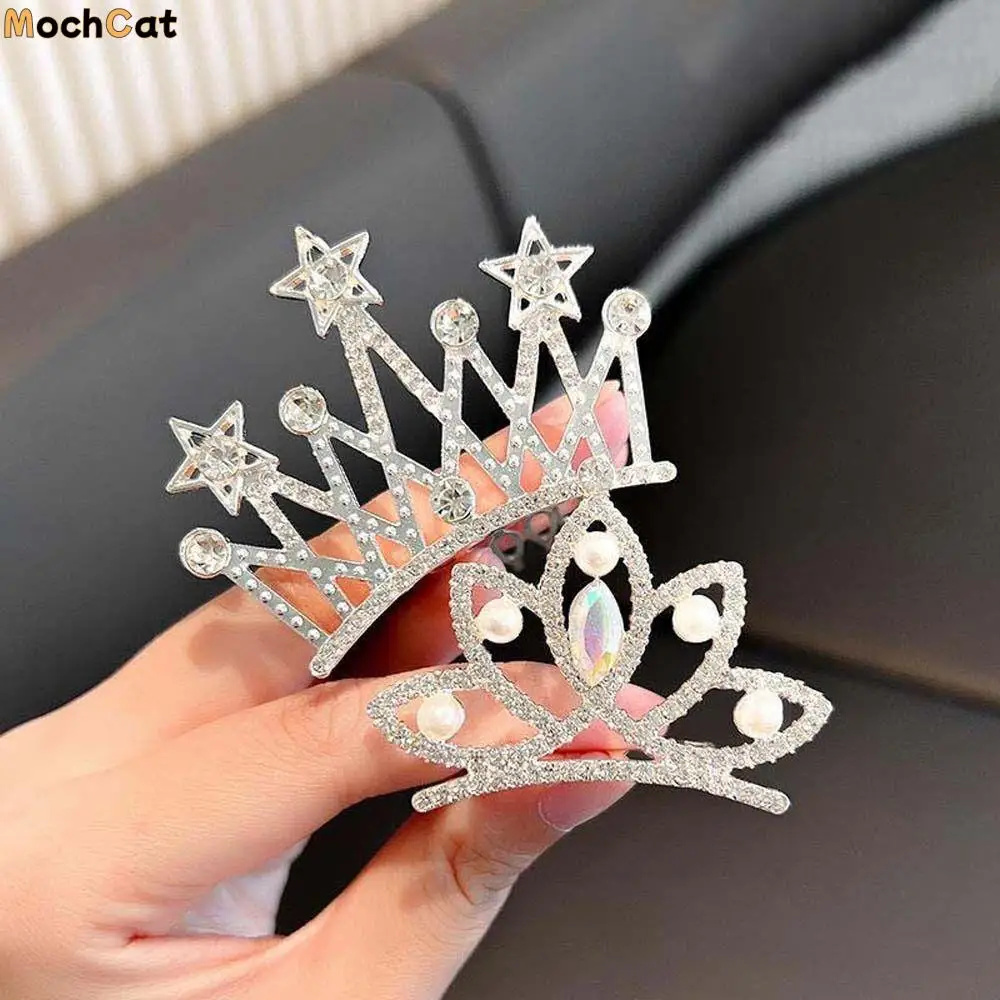 

Pearl Crystal Crown Hair Comb Butterfly Star Children Tiara Headband Hollow Hair Styling Accessories Rhinestone Hairpins Bridal