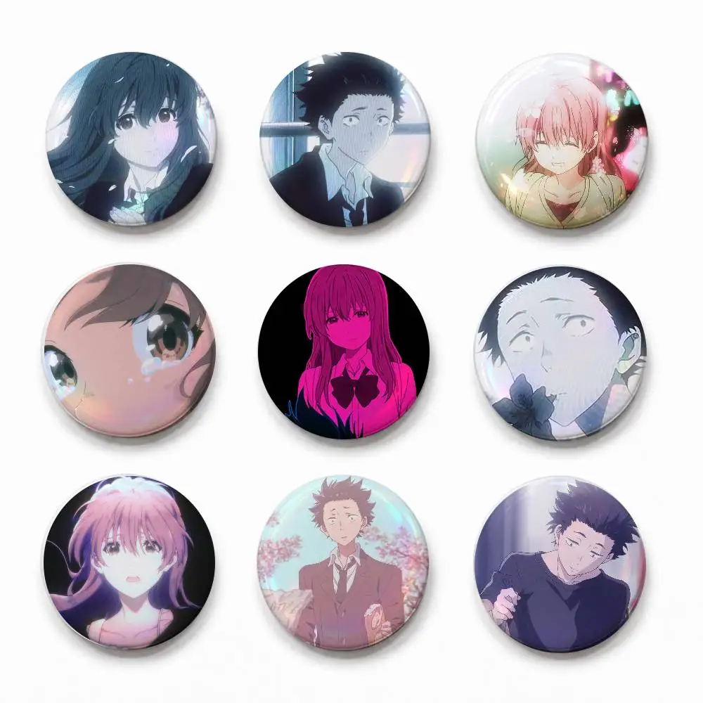 A Siles-nt Voice Round Button Badge Pin Set Anime Cartoon Game Music Cool Fashion Brooch For Backpack Clothes Hat