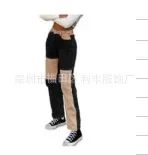 Women Jeans Straight Pants Ankle Length Mid Waist Patchwork Zipper Pockets Spliced Loose Slight Strech High Street 2024