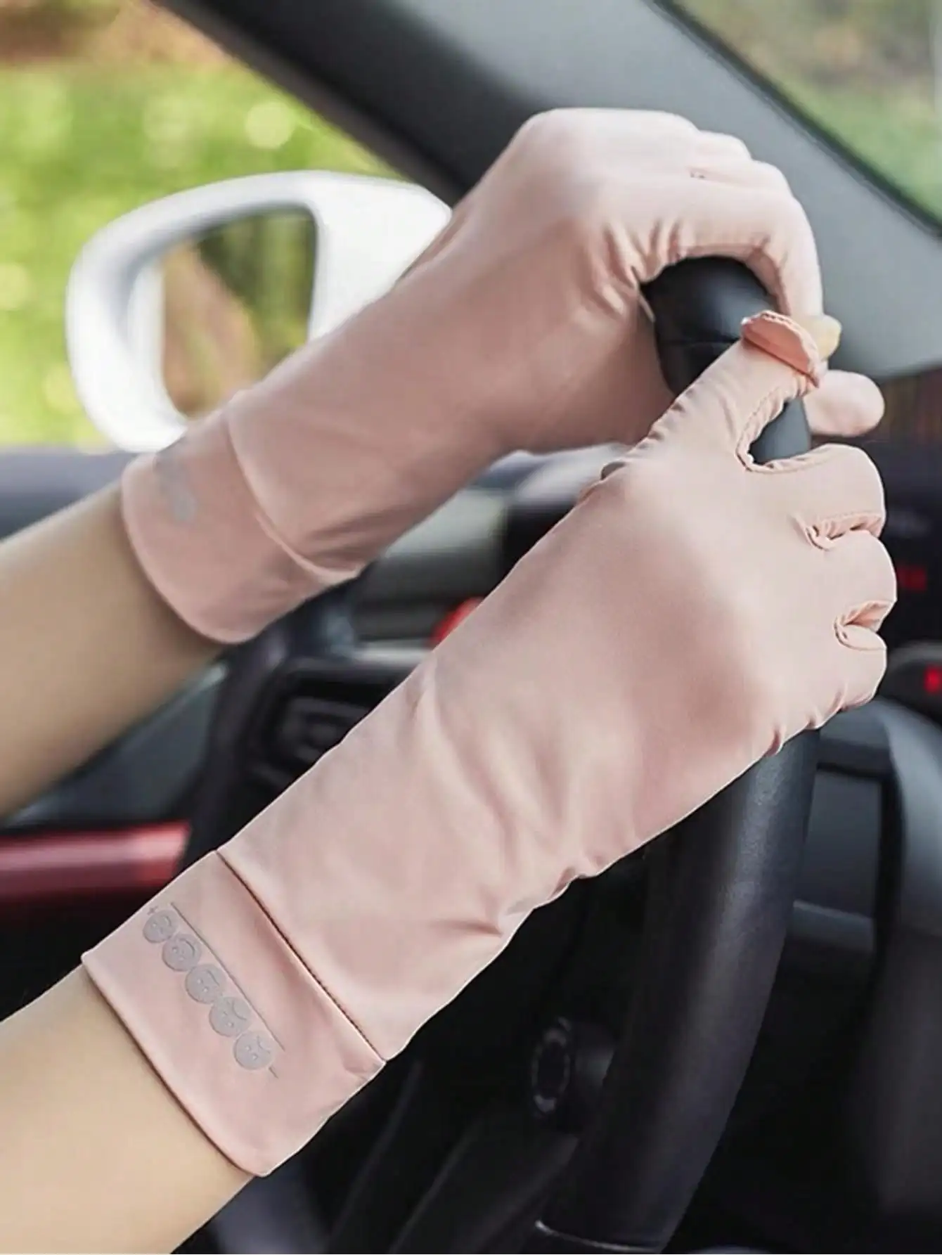 

1 Pair Solid Color Casual Polyester Fiber (Polyester) Women's Summer Sunscreen Gloves, Suitable For Daily, Outdoor Sports, Driving, Cycling, Sunscreen, Anti-UV, Non-Slip Touchscreen Gloves,Festival,Party