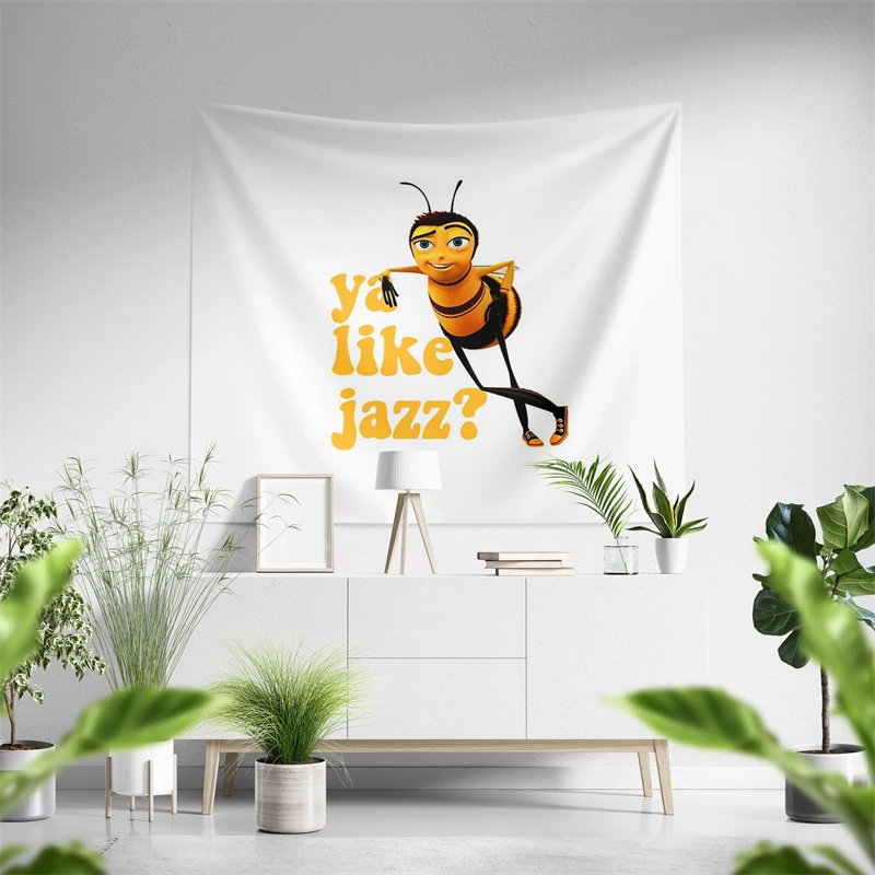 Aertemisi You Like Jazz Bee Movie Funny Meme Tapestry Wall Hanging Art for Bedroom Living Room Decor Party Backdrop