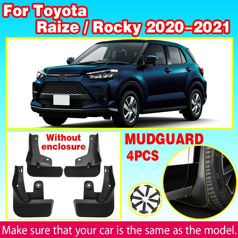 For Toyota Raize Rocky 2020-2021 4pcs Invisible Car Wheel Mud Flaps Mudguards Mudflaps Front Rear Splash Fender Accessories
