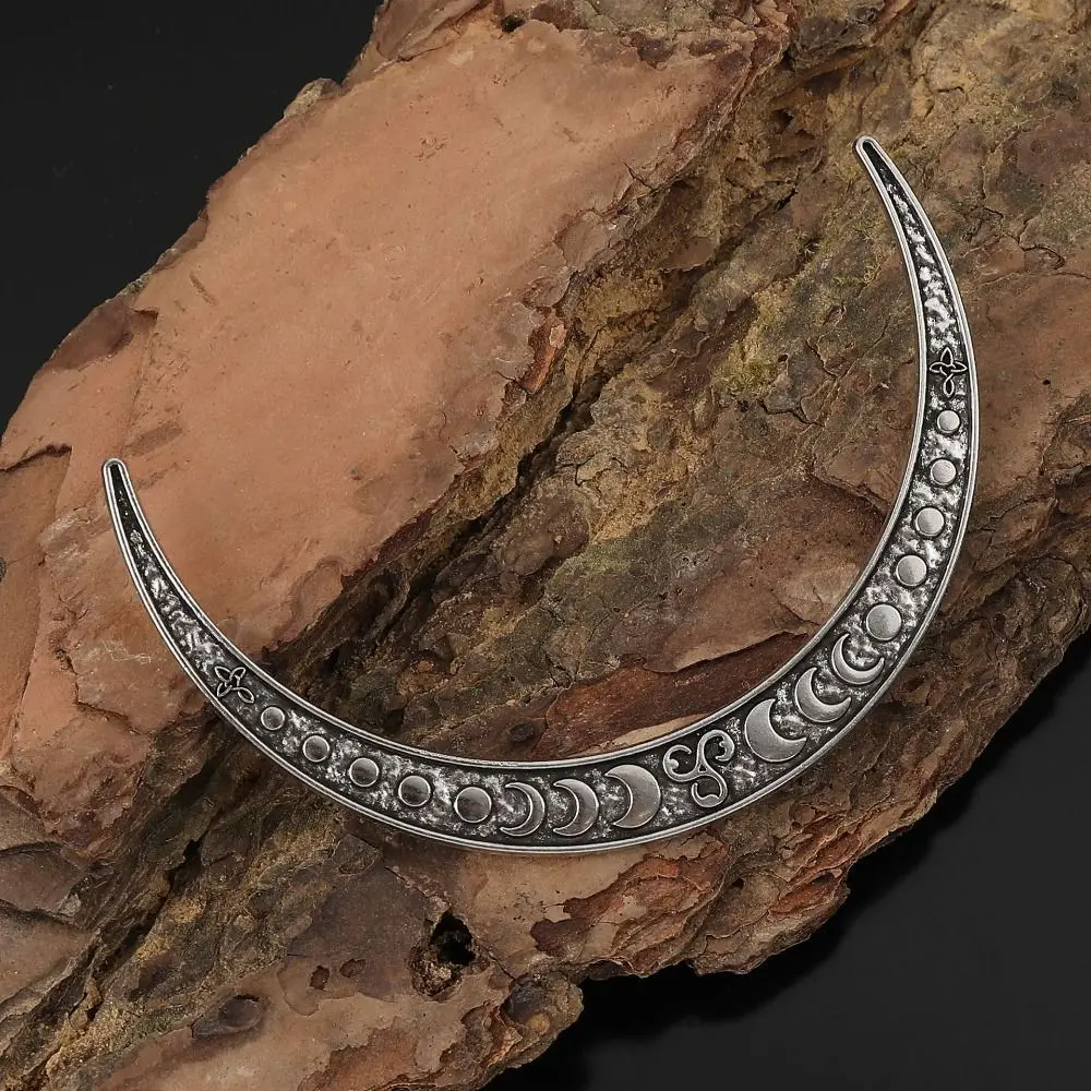 Alloy Retro Moon Hairpin Long Exquisite Carving Viking Hairpin Niche Texture Crescent Shaped Ancient Style Hairpins