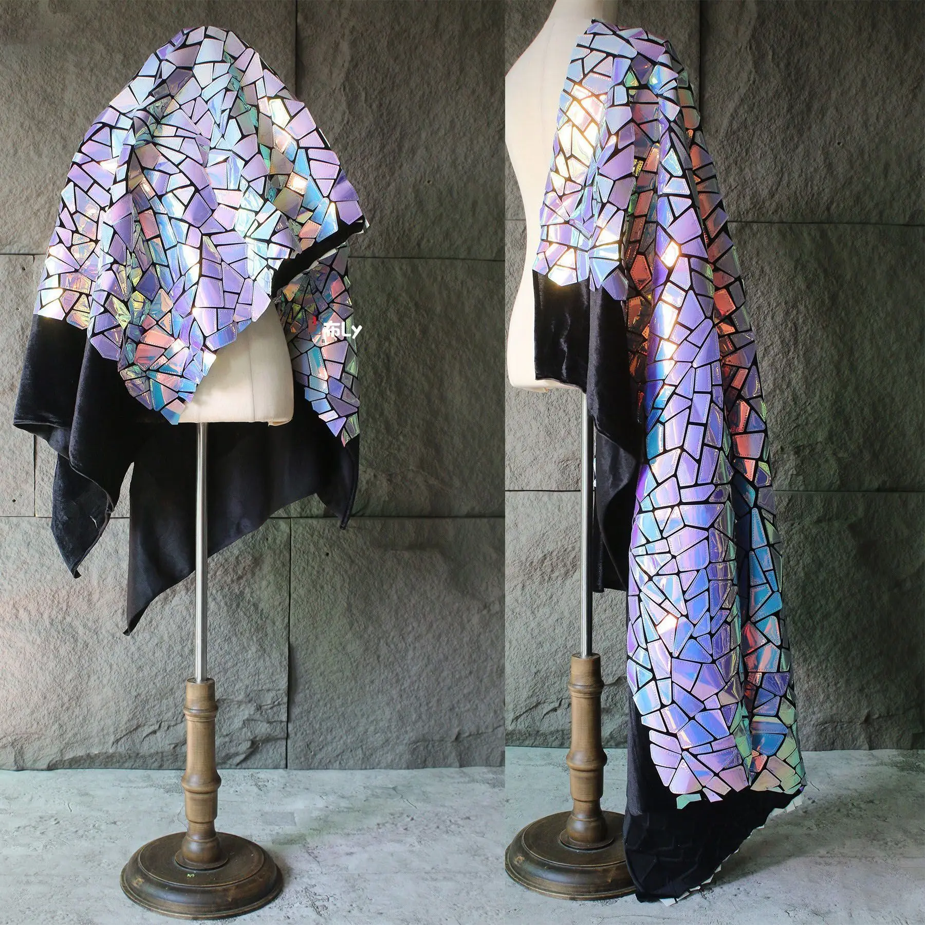 

Laser gradient color-changing geometric pattern irregular velvet fabric internet-famous background decoration