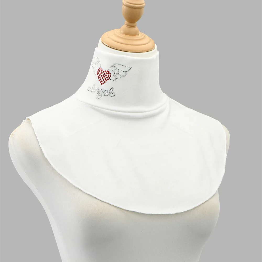 

Elegant Neck Warmer Detachable Fake Collar Windproof Love Rhinestone Turtleneck Neck Warme Neck Cover Women