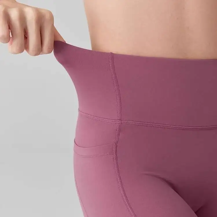 

Women S High Waist Lifting Hip Quick Drying Fiess With Pocket Nude Feeling Leggings Pants Running Pilates Summer