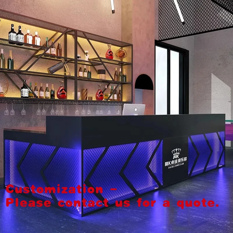 

custom.Custom Single-Sided Retro Industrial Heavy Duty Iron Bar Reception Desk Tea Restaurant Billiard Hall Supermarket Display