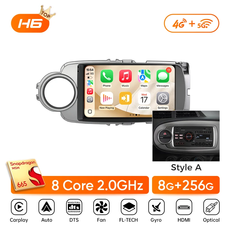 Ainavi Car Radio Multimedia Player For Toyota Yaris 2012 2013 2014 2015 2016 2017 Android 12 Auto Wireless Carplay DSP 48EQ 2Din image 3