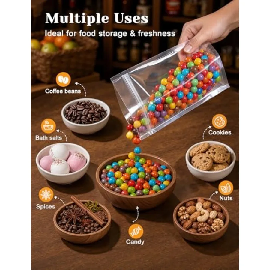 00 Pcs Resealable Bags, Outer Size 3.9" x 5.9" Inner Size 3.5" x 4" Clear Stand Up Zipper Bags for Packaging Products, Herbs, S view 5