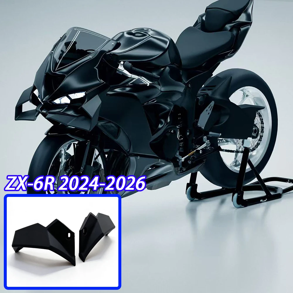 For Kawasaki Ninja ZX-6R ZX636 2024-2025 2026 Front Fixed Winglets Aerodynamic Wing Kit Motorcycle Spoiler Fairing