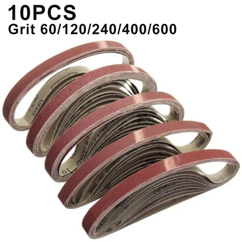 10PCS/Set 452*15mm Sanding Belts 60-600 Grits For Wood Soft Metal Polishing Sandpaper Abrasive Bands Belt Sander Abrasive Tools