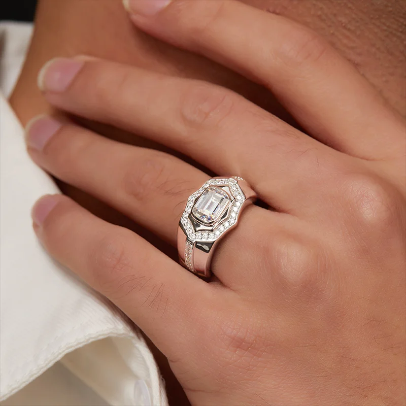 

S925 Серебряное кольцо с муассанитом в стиле хип-хоп, кубинское звено, 2CT D VVS1, сертифицированное ювелирное изделие в стиле хип-хоп, персонализированные кольца, подарок на День святого Валентина
