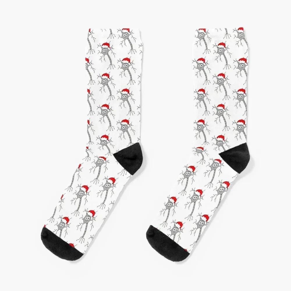 Christmas Neuron - on white Socks loose cycling Rugby Crossfit Socks Woman Men's