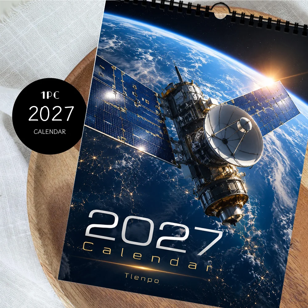 1pc, 2027 Wall Calendar, Space Galaxy Art, 12 Month Planner for Home Office Decor, Christmas New Year Gift with Stickers