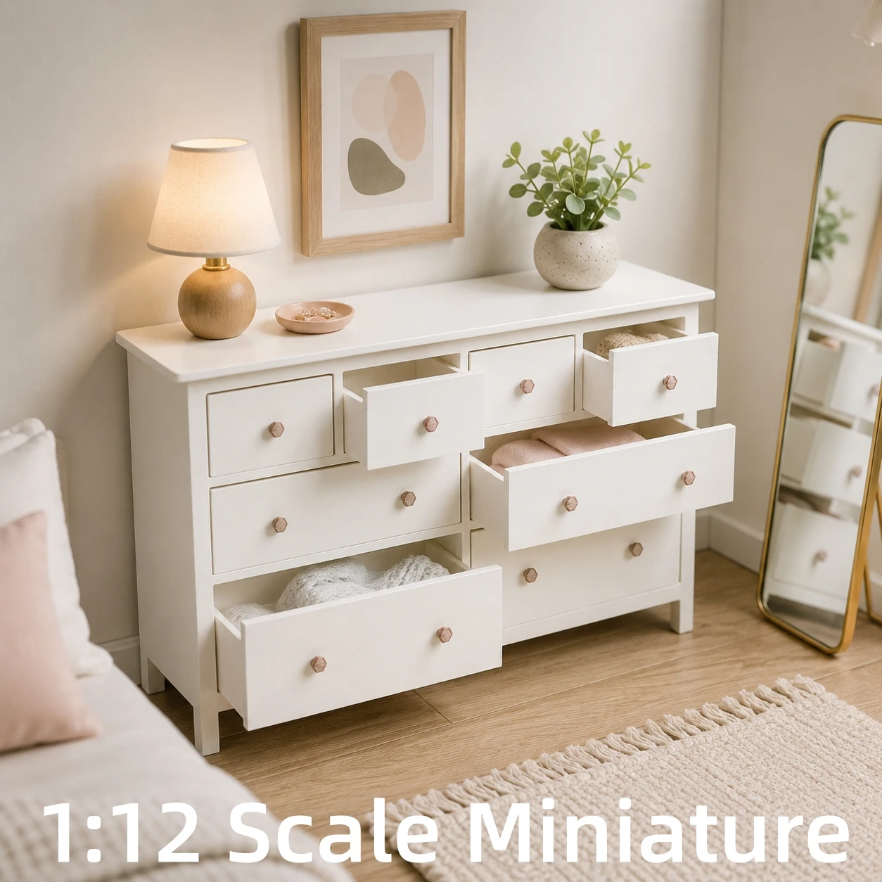 Dollhouse Furniture, Miniature Furniture, Dollhouse Miniature Models, 1:12 Scale Nordic Minimalist Style Eight-Drawer Chest of Drawers, Eight-Drawer Storage Cabinet, Mini Storage Cabinet, Pla Material, Not Made of Wood Simple and Modern Design, Suitable for Decorating Scenes Such as Dollhouse Bedrooms, Living Rooms, Study Rooms, and Can Be Used to Store and Display Mini Books, Ornaments, and Collectibles. Exquisite Eight-Drawer Structure That Combines Both Decoration and Storage.